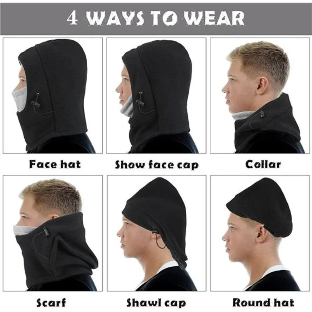 3 Pcs Men's Ski Mask Windproof Ski Hoodie Winter Face Covering Neck Gaiter